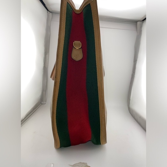 GUCCI Micro GG Supreme Web Sherry Line Hand Bag PVC Leather Beige​​​​​​​​​​​ - Picture 12 of 16